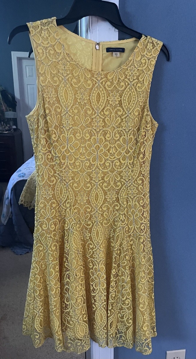 knee length dresses for ladies Tommy Yellow Cut-Out Midi Dress