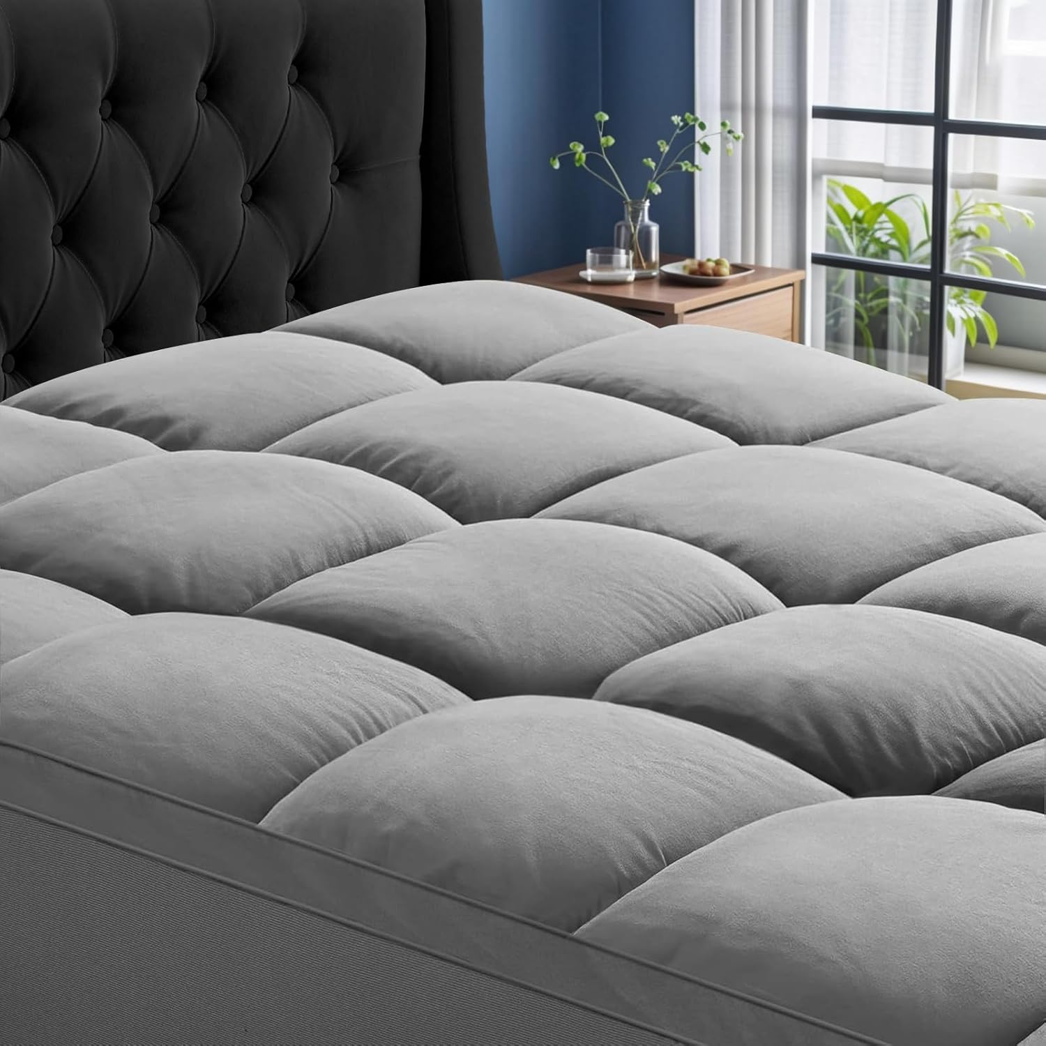 Queen Size Mattress Topper for Back Pain, Extra Thick Mattress Pad Cover, Coolin
