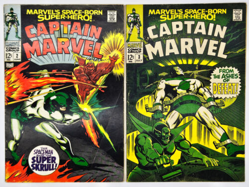 Captain Marvel #2, 3 (2-iss lot) 1968 4.0-5.0 VG/FN Super Skrull Cover/Appear! - Picture 1 of 20