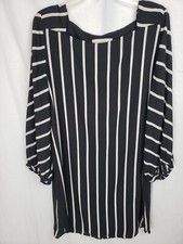 Loft Black and Beige Striped Dress Sz L