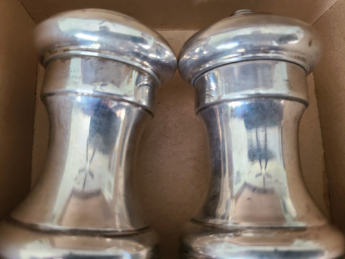 PAIR OF ITALIAN CARTIER STERLING SILVER SALT AND PEPPER SHAKERS ⚡4 " - Picture 2 of 4
