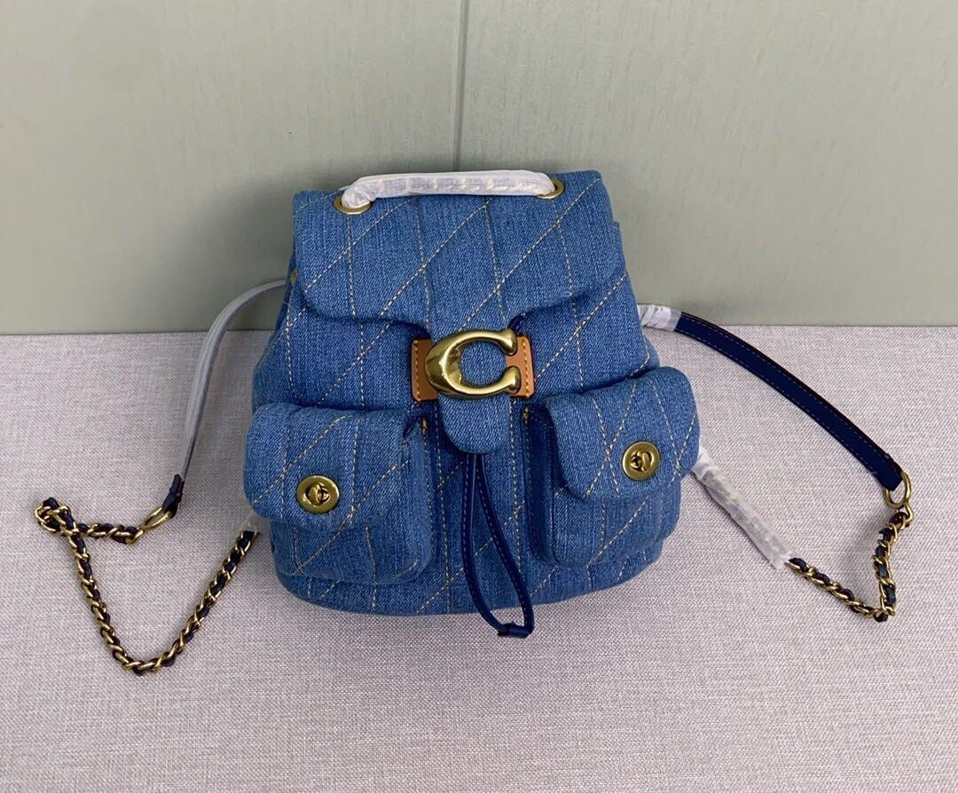 COACH Tabby Quilted Backpack Denim Blue CZ747 Outlet New | eBay