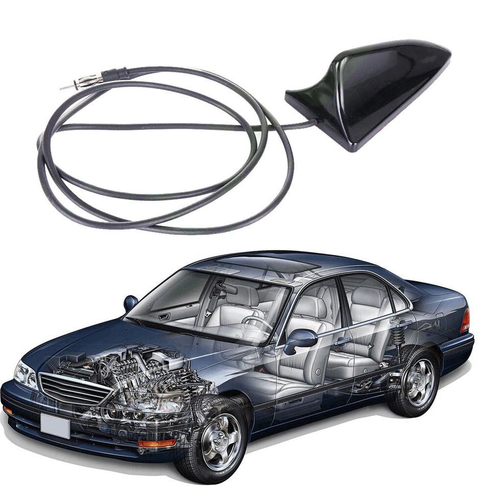 Antena de aleta de tiburón señales de techo radio aérea de coche AM/FM negro universal Foto 3 de 4