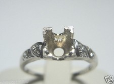 Antique 1930&rsquo;s Mounting Setting Mount Platinum Hold 6mm Ring Size 6 UK-L1/2 Deco