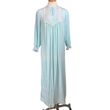 Vintage BARBIZON Flannel Womens S/M Nightgown Ruffle Cottage Cozy Modest Trad