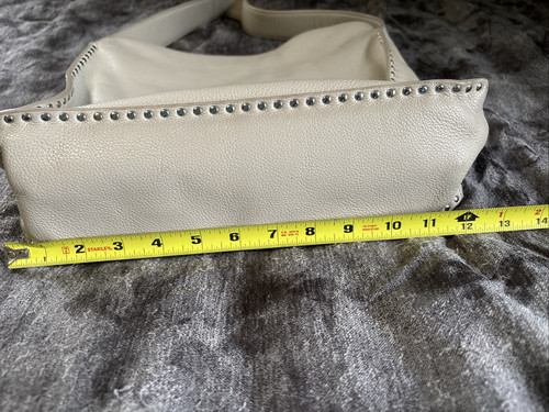 Michael Kors Astor Silver Studded Grey Cement Leather Large Hobo - Picture 9 of 13