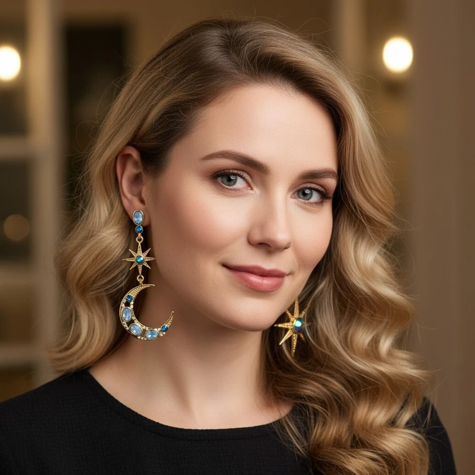 Серьги-капли Betsey Johnson Celestial Moon & Star идеальный подарок для нее - Изображение 4 из 4