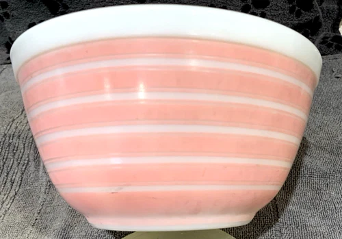 VTG Pyrex Ovenware 402 Pink Stripe Nesting Mixing Bowl 1.5 Quart USA Great Cond.