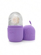 Purple 3pcs Ice Roller  Gua Sha Facial Massage Set With Rose Mold
