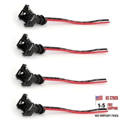 SLIMI Automotive Injector Connector, Waterproof Fuel Injector 4 PCS Black
