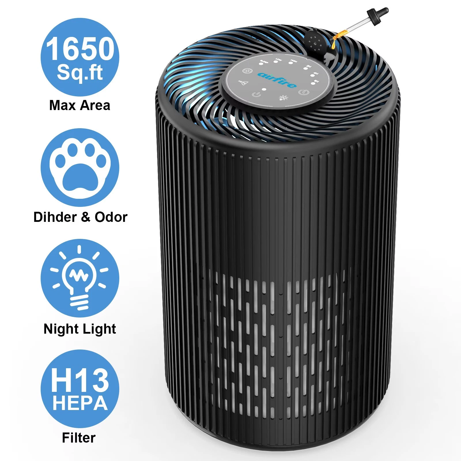 AirFire AP201 HEPA Air Purifier for Home up to 1650 Sq.ft, Black