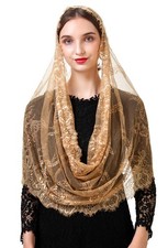 Spanish Style Lace Traditional Shape Mantilla Veil Latin Mass Head Covering