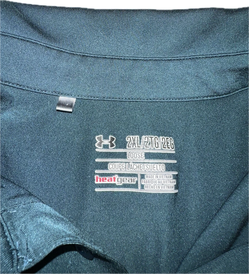 Camisa polo masculina Under Armour Heat Gear 2XL golfe caimento solto elástico verde-azulado logotipo - Imagem 2 de 4