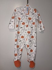 Carter's Baby Halloween White 2 Ways Zipper Fleece Footed Sleeper NWT 9 Mths