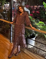 NWT_ZARA FW24 FLORAL PRINTED MIDI DRESS ZW COLL. Purple BOHO 5107/256 SIZE M