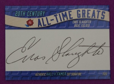 Famous Americans 20th Century All Time Greats Enos Slaughter 7/25 Cut Signature