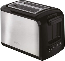Tefal Express TT410D Toaster, 2 Scheiben, 850 W, Edelstahl/Schwarz – Extra Breit