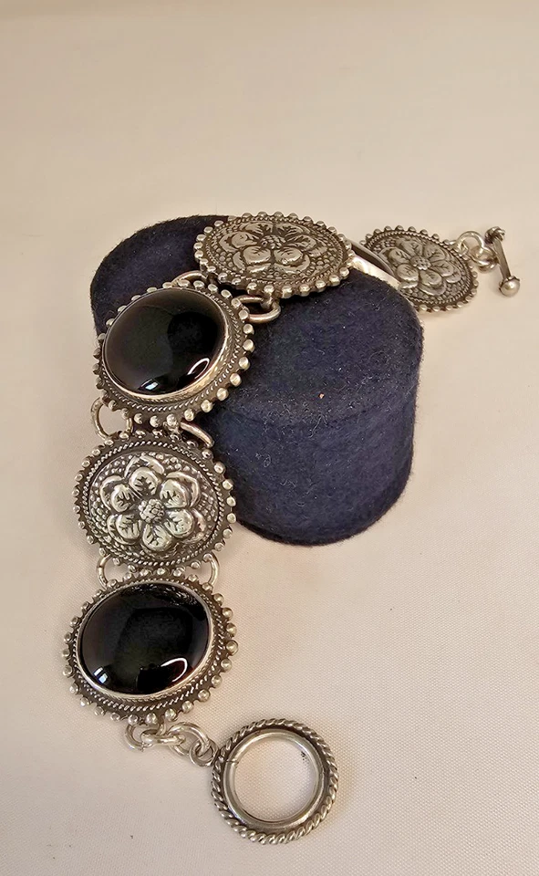 PULSERA VINTAGE CII MEXICO PLATA ESTERLINA Y ÓNIX NEGRO Edición Limitada Loera Foto 2 de 4
