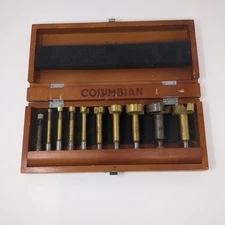 Columbian 10pc Titanium Coated Forstner Wood Bit Set - Wood Case Pre Owned 