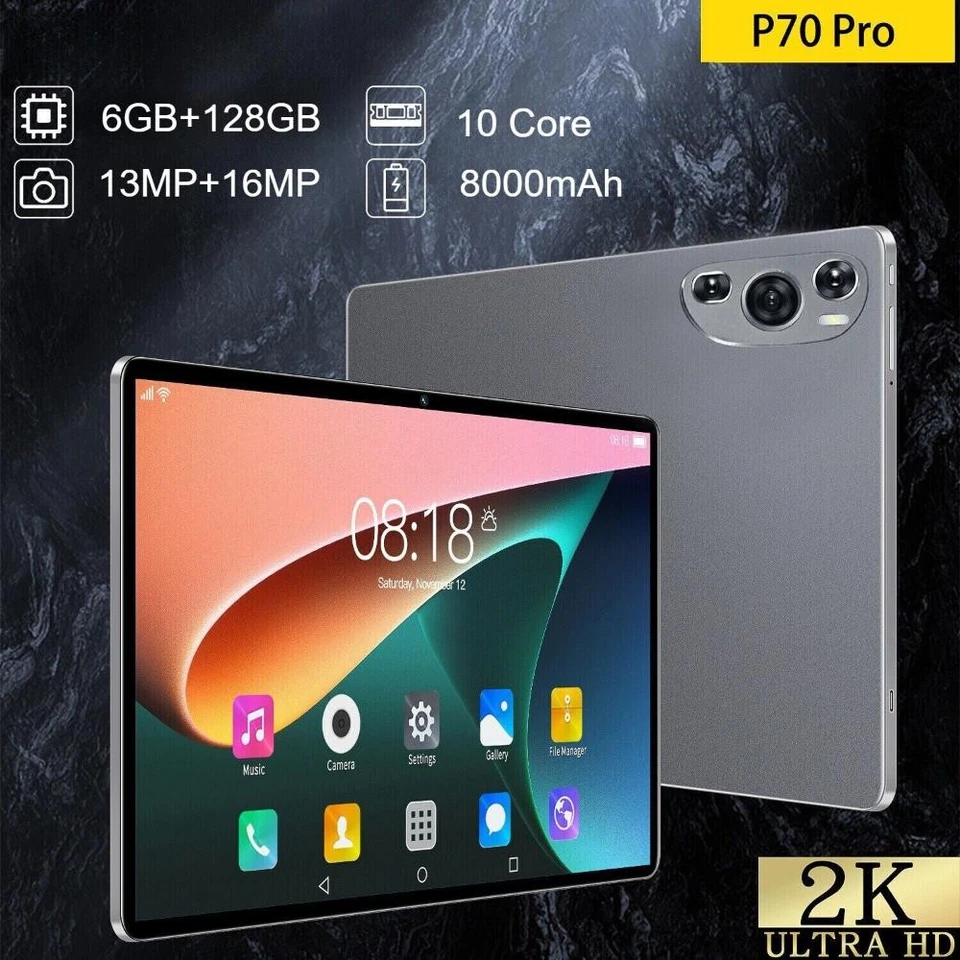 P70 Pro Tablet PC Android 12 10.1'' 16+512GB 13+16MP 8000mAh Wifi Dual Camera - Image 2 of 4