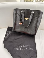 Borsa donna Versace Collection in pelle nera goffrata