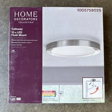 Home Decorators 15in Brushed Nickel Selectable LED Flush Mount Ceiling Light NEW