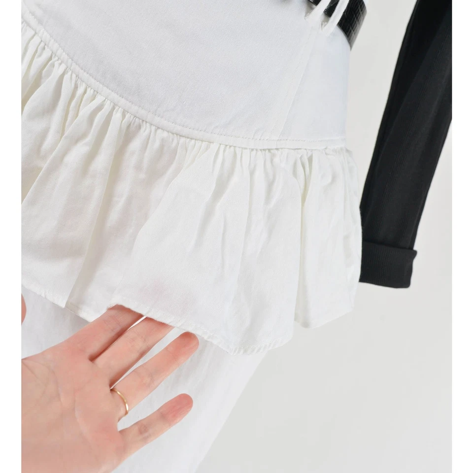 Falda Lápiz Vintage Años 80 Algodón Blanco Fredericks of Hollywood Volantes Peplum S Foto 4 de 4