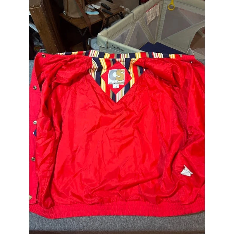 Vintage 90s Current Seen Striped Colorblock Jacket Red Large Windbreaker Retro - product detail image 4