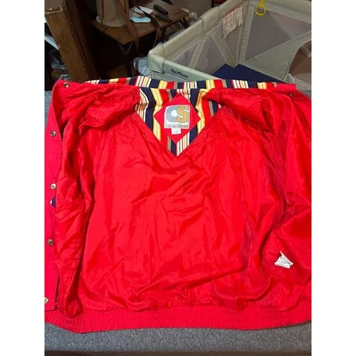 Vintage 90s Current Seen Striped Colorblock Jacket Red Large Windbreaker Retro image 4