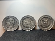 Vintage Pewter Wall Plates American History Paul Revere Lot Decor