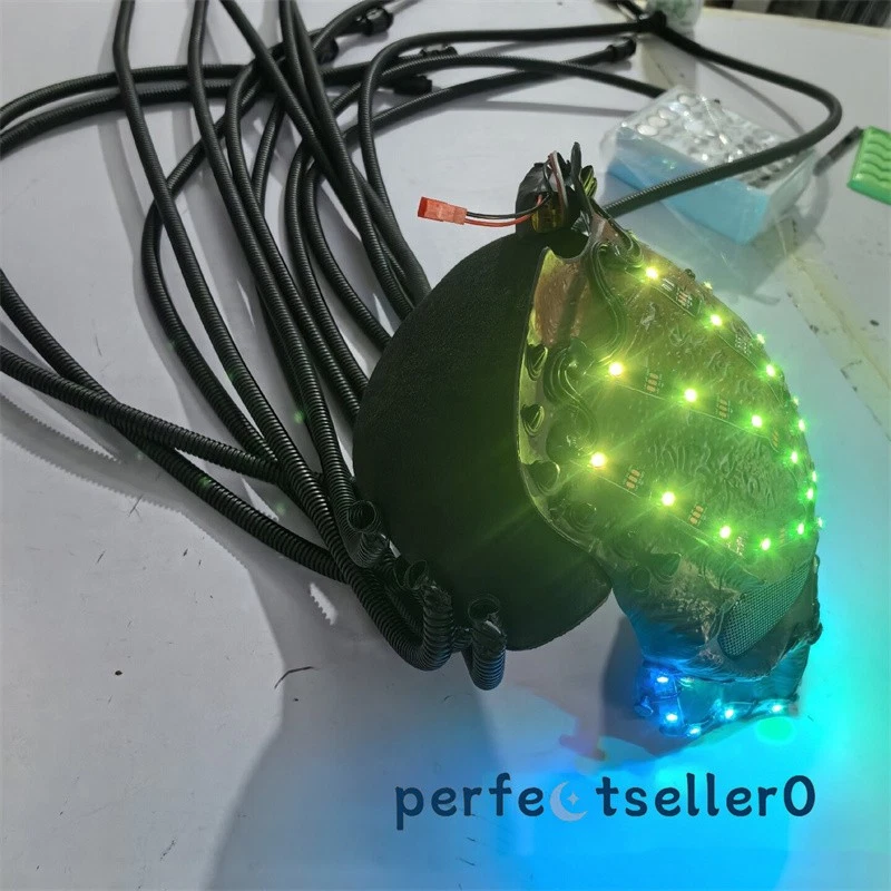 Predator LED Colorful Light Helmet Mask Remote Control Costume Props Xmas Gifts - Image 3 of 4