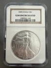 2005 American Silver Eagle $1 NGC Gem Uncirculated .999 Fine Silver
