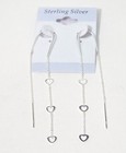 Sterling Silver Threader Earrings with Hooks Triple Heart Carded — photo 1