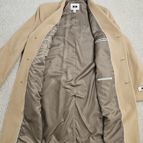 Joseph Abboud Wool Cashmere Blend Overcoat 42 L Tan Camel Lined Single Breast  - Picture 8 of 10