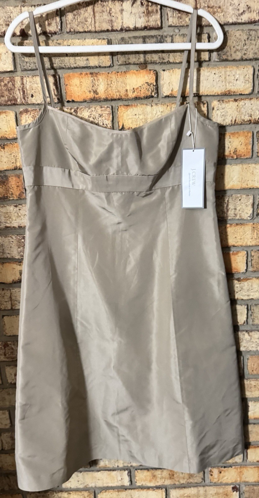 J.CREW Sand Sleeveless Knee Length A-Line Dress 100% Silk Size 12