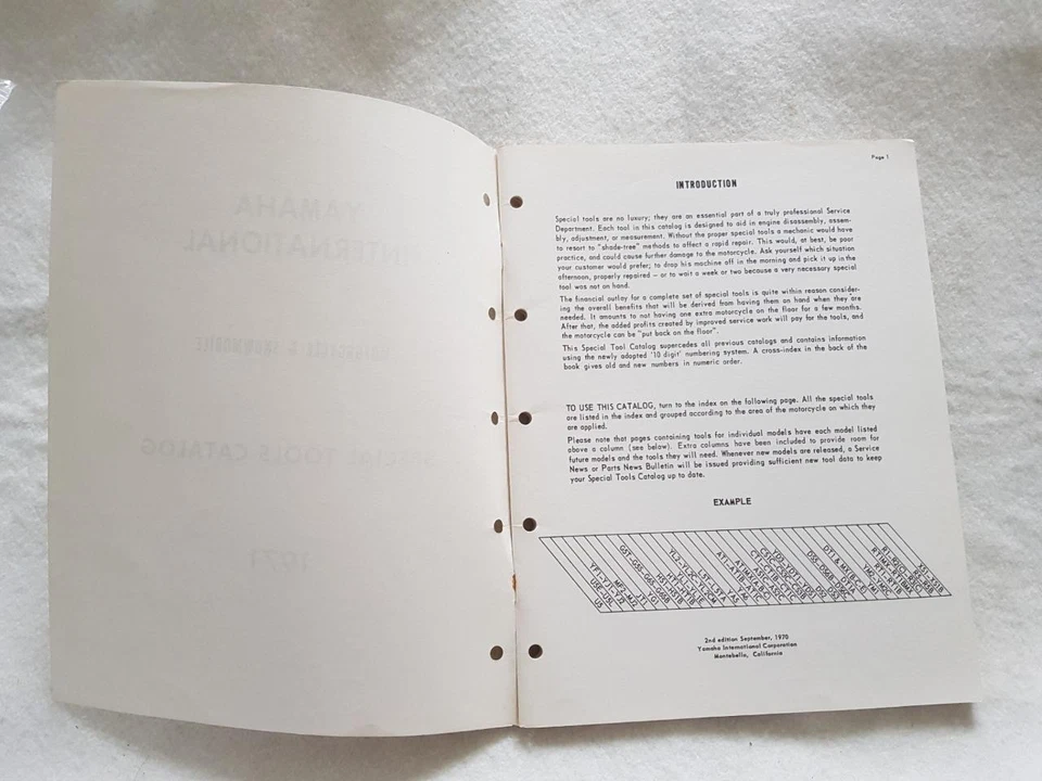 YAMAHA Motorcycle & Snowmobile Special Tools Sales Catalog 1971 - Image 2 of 4