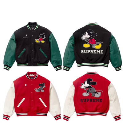 ジャケット・アウター Supreme Number (N)ine Mickey Mouse XL Supreme Number (N)ine Mickey Varsity Jacket Black Men's - US