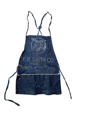Vintage Indigo Denim Work Apron Mule Hide Roofs Faded Workwear Patina USA