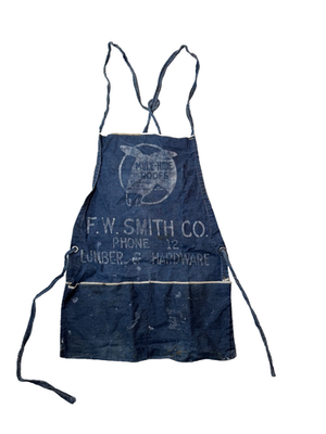 Vintage Indigo Denim Work Apron Mule Hide Roofs Faded Workwear