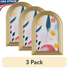 4x6 Arch Gold Decorative Picture Frame Tabletop Wall Display Glass Easel 3 Pack