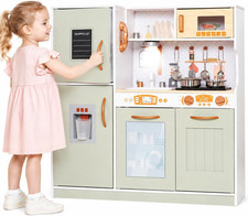 Wooden Play Kitchen Toy Set with Light, Kids Children Pretend Toy Kitchen Playse