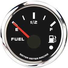 Pro Series 52mm 2-1/16" Fuel Level Gauge 240-33 Ohms Black Dial White LED Warnin