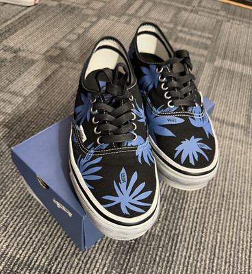 VANS LX Authentic 44 Black/Blue Floral Canvas Lace-Up Sneakers Men's US 9
