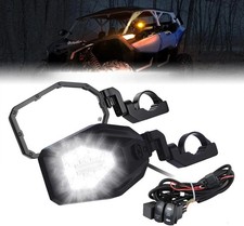 KEMIMOTO UTV Side Mirrors with LED Spot and Turn Signal Lights - Heavy Duty Alum