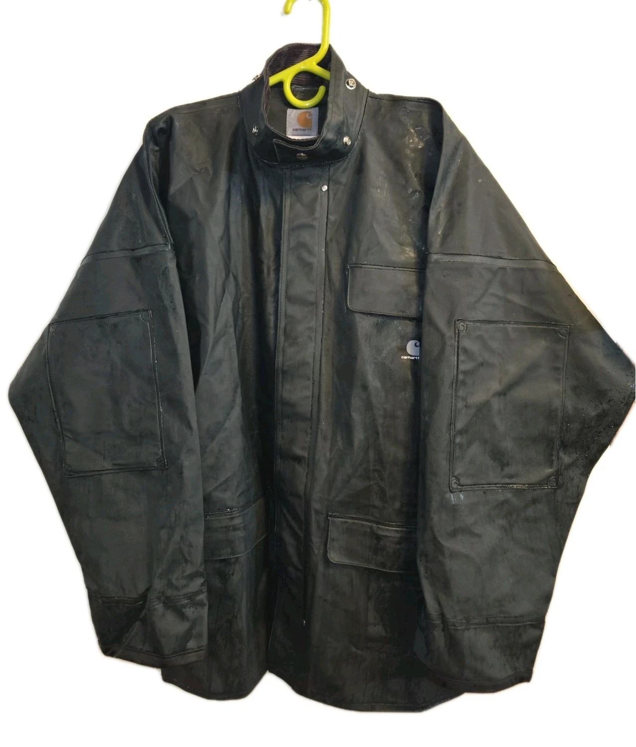 Carhartt C64GRN PVC Rain Coat Jacket Size Medium Regular Fishing Workwear