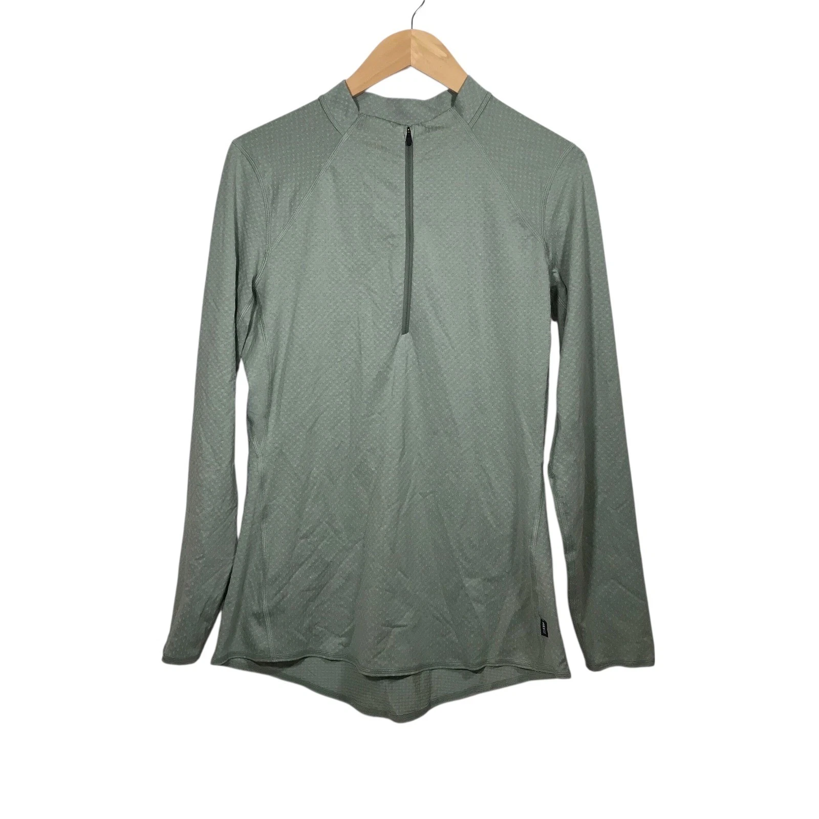 REI Co Op Womens Long Sleeve Quarter Zip Athletic Pullover Top Green