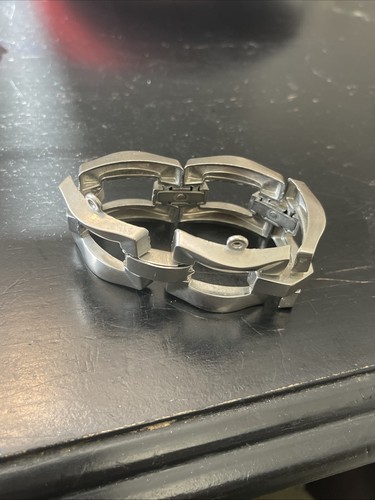 Vintage MODERNIST Large Link Bracelet - MCM mid-century, Silver Tone, 7” - Picture 10 of 10