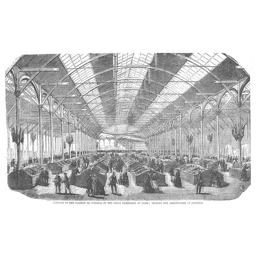 FRANCE Gallery at the Great Exhibition at Paris - Antique Print 1855