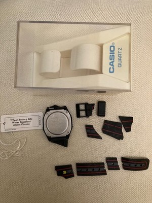 '80s Casio F-77W watch with Module 587 for parts w/rare, original display box