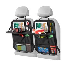 LUCMO Car Backseat Organizer with Foldable Tablet Holder, Black Black-3